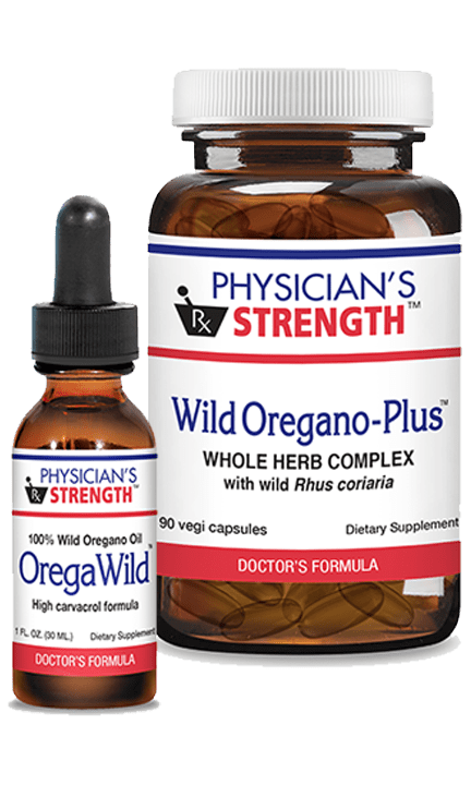 Wild Oregano-Plus and OregaWild bottles
