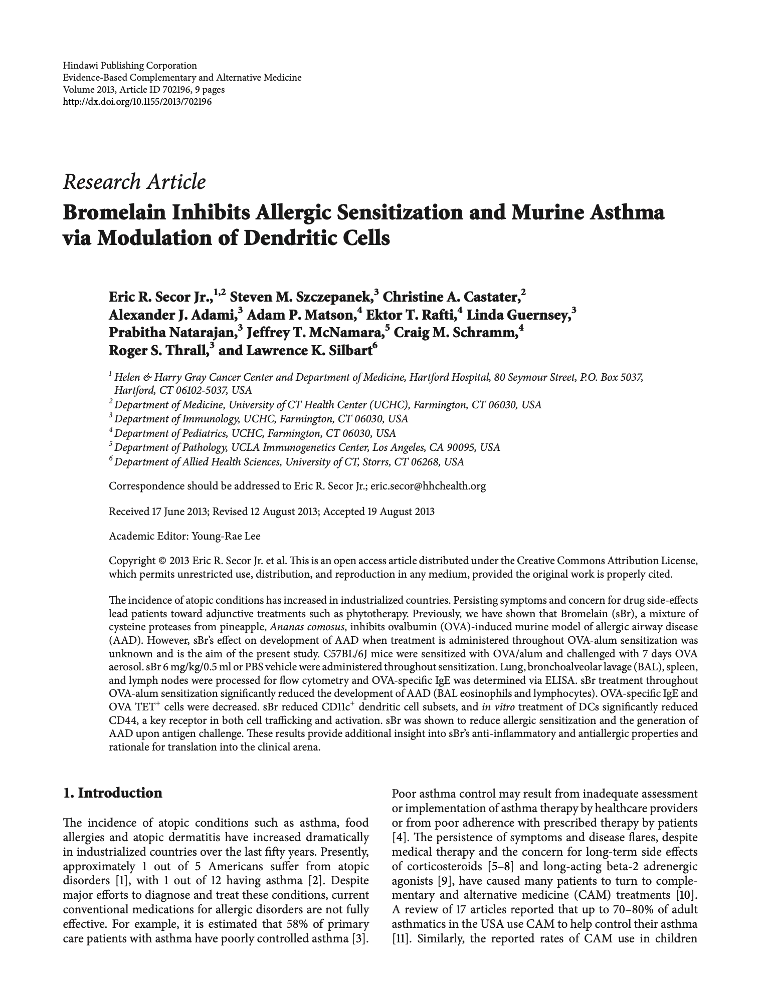 Featured image for “Bromelain Inhibits Allergic Sensitization and Murine Asthma via Modulation of Dendritic Cells”