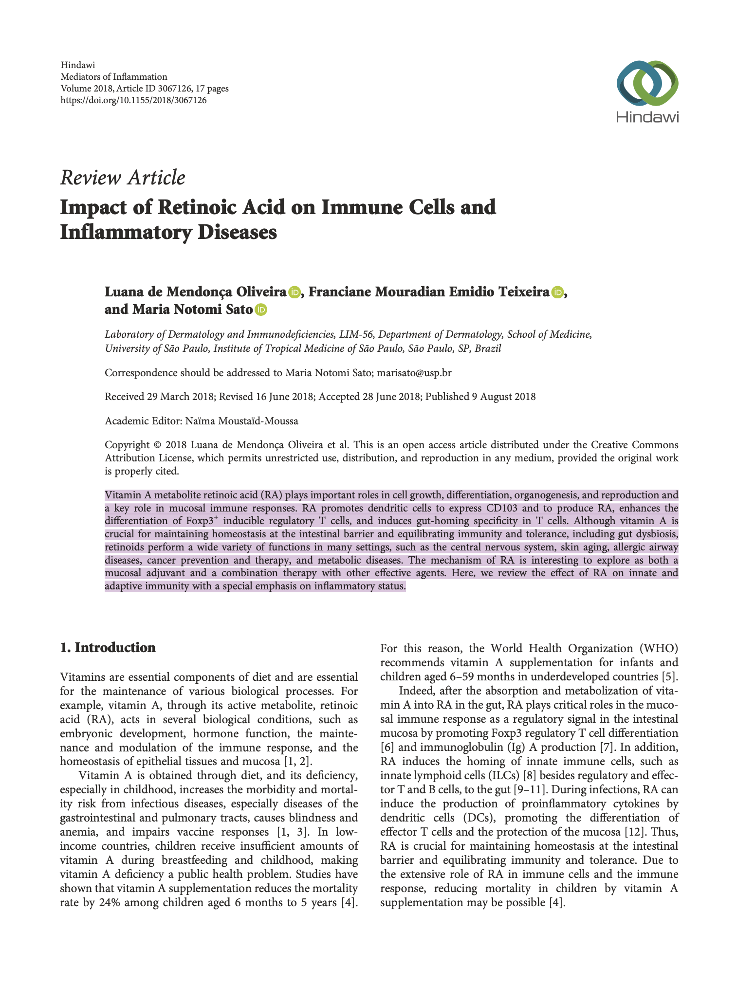 Featured image for “Impact of Retinoic Acid on Immune Cells and Inflammatory Diseases”