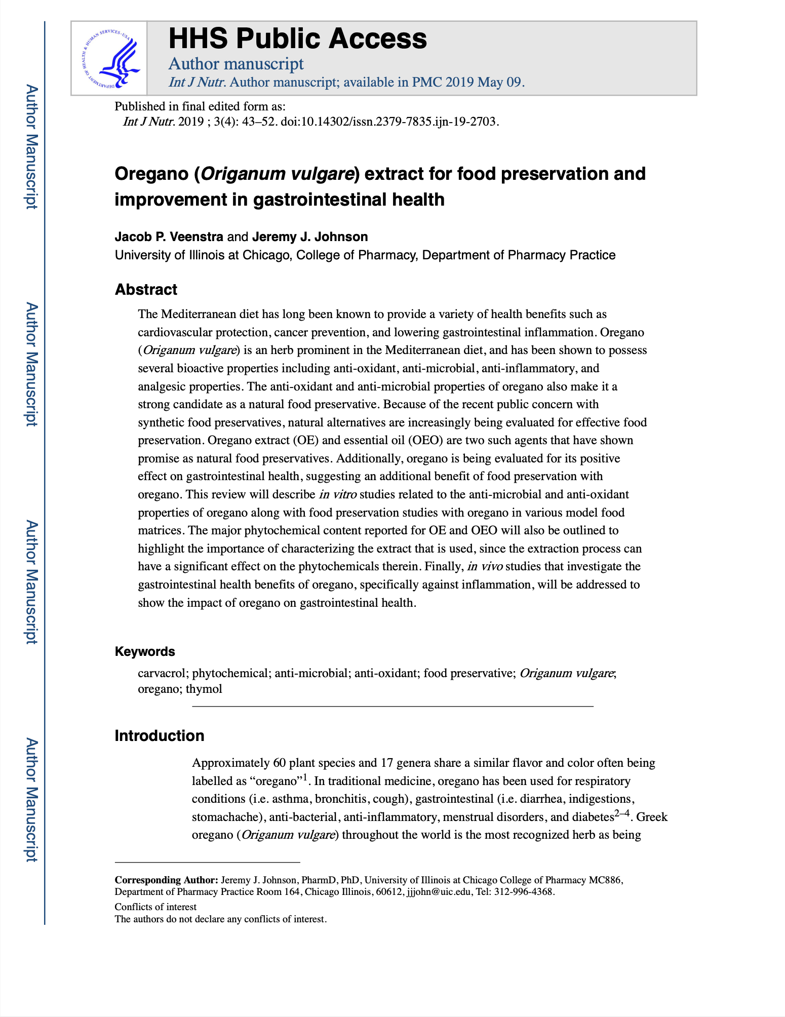 Featured image for “Oregano (Origanum vulgare) extract for food preservation and improvement in gastrointestinal health”