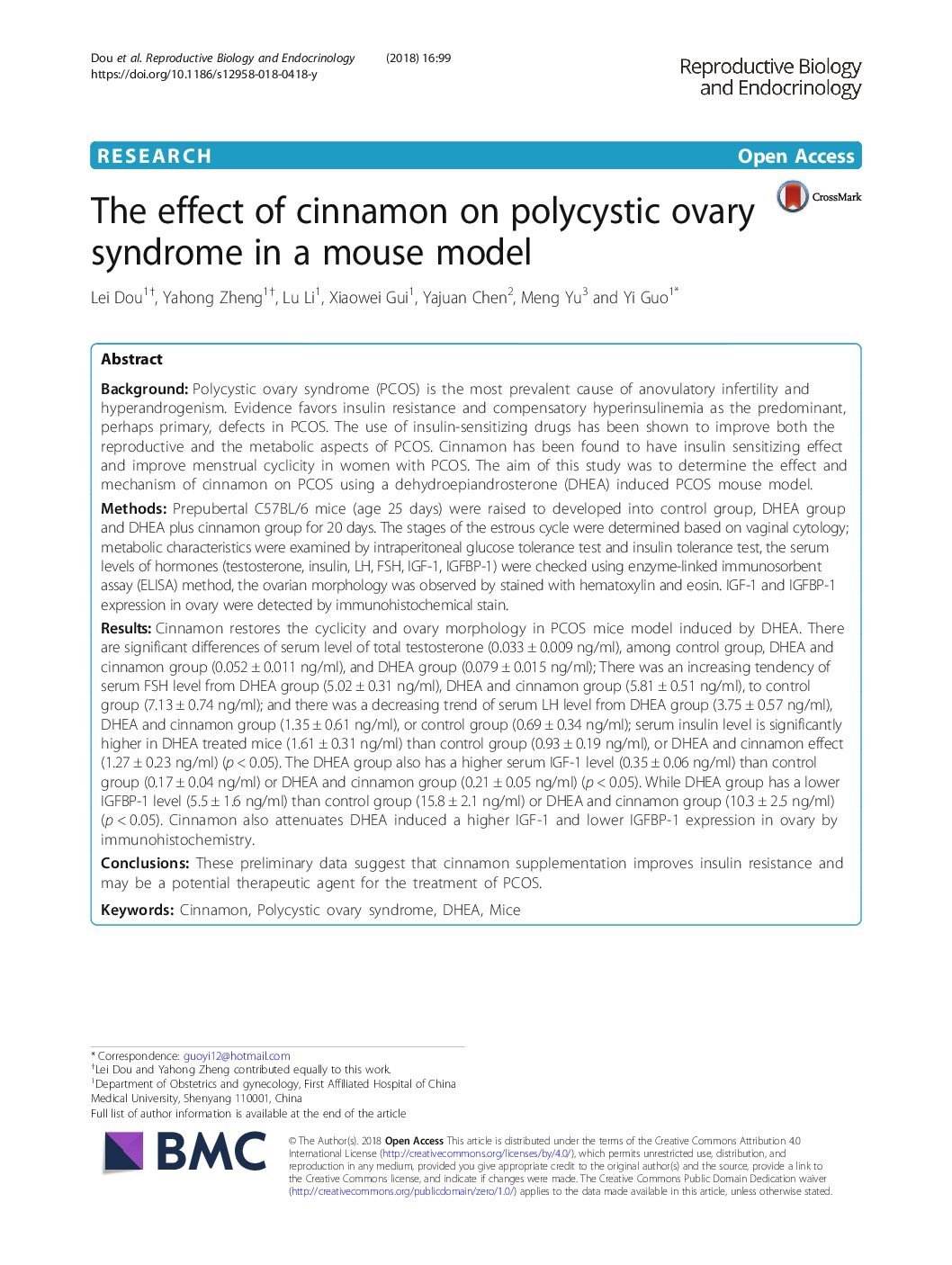 Featured image for “The effect of cinnamon on polycystic ovary syndrome in a mouse model”
