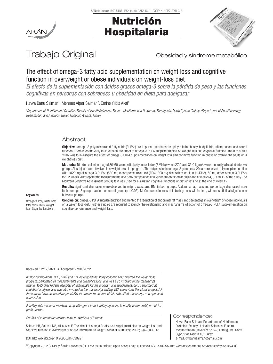 Featured image for “The effect of omega-3 fatty acid supplementation on weight loss and cognitive function in overweight or obese individuals on weight-loss diet”